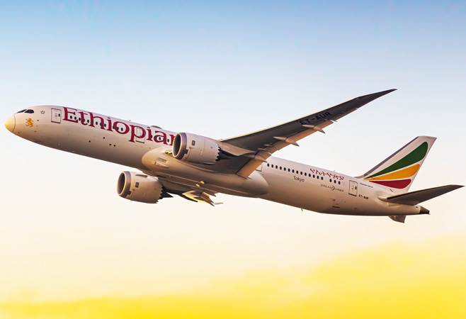 Emirates Boeing aircraft departing Dubai International Airport (DXB) en route to Addis Ababa (ADD) – direct nonstop flights take just 4 hours 15 minutes