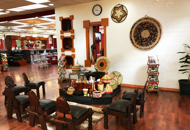 A beautiful Ethiopian coffee ceremony zone inside Addis Ababa Bole International Airport