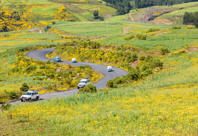 Driving in Ethiopia offers epic views—driving in Ethiopia feels like moving through a living postcard