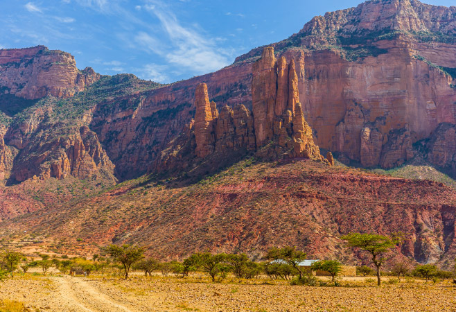 Breathtaking aerial view surrounding the Gheralta Rock Churches.