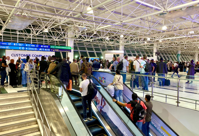 Modern terminal building at Bole International Airport in Addis Ababa