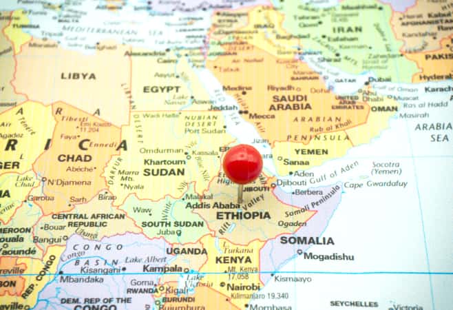 Ethiopia located on the map
